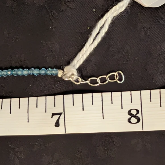 Delicate Genuine Sky Blue Topaz 2 mm Faceted Beaded Bracelet 925 Sterling Silver - Picture 13 of 13